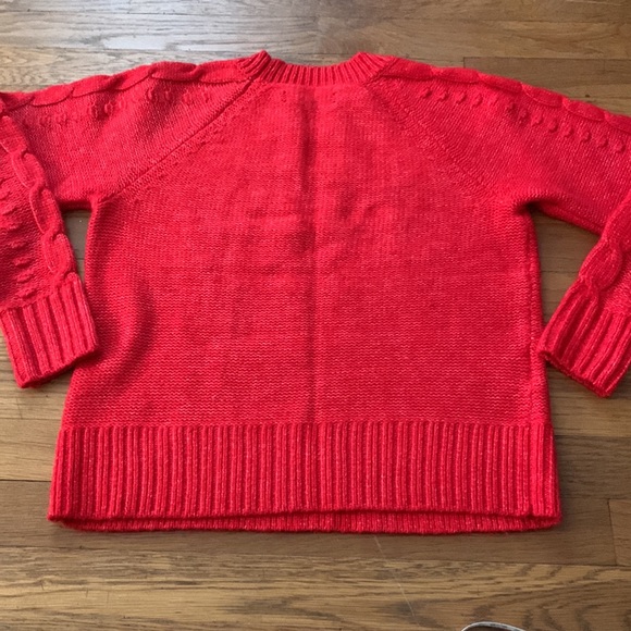 Loft bright red cable knit sweater. Size S. - Picture 7 of 8